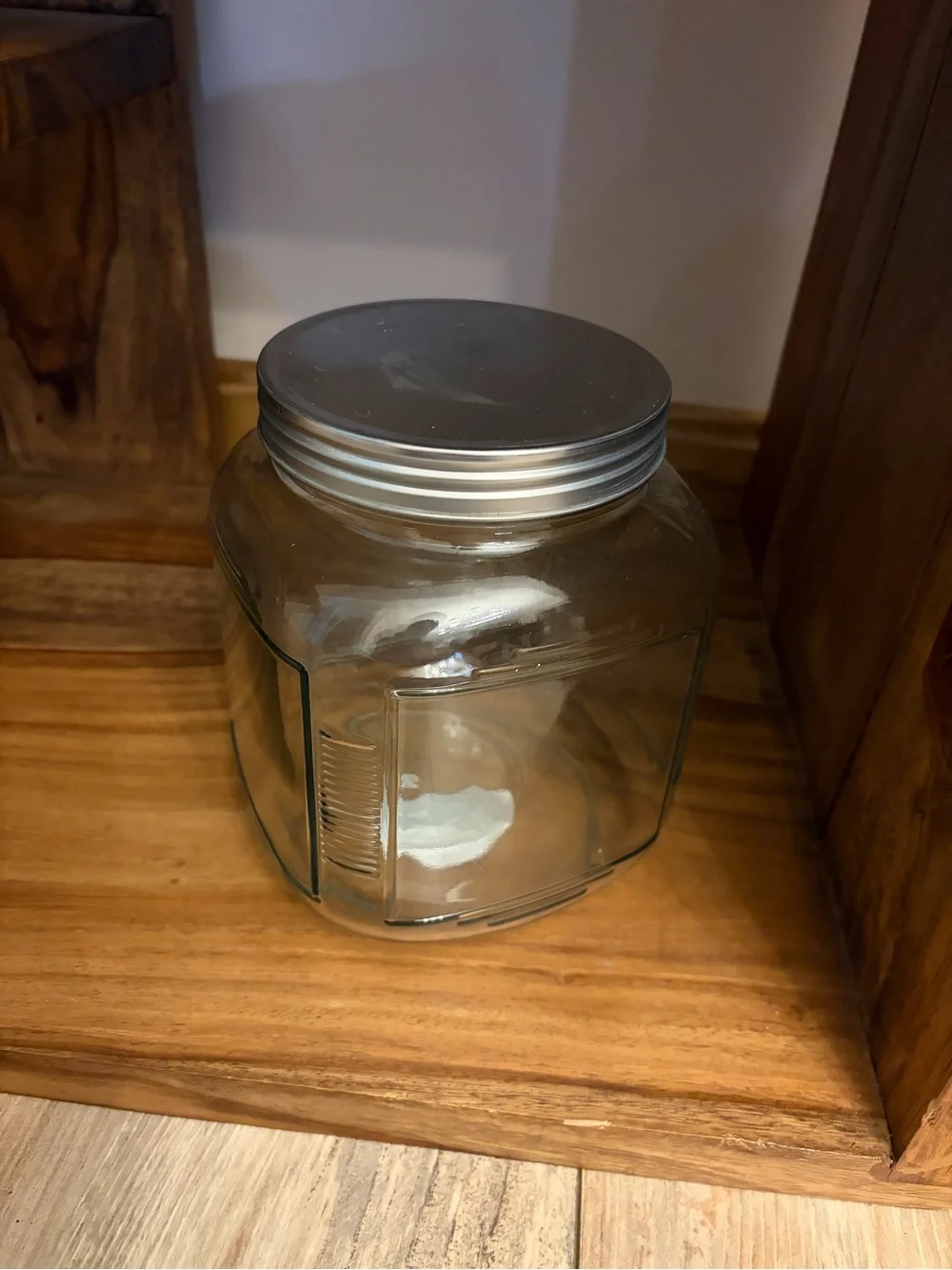 Glass Kitchen Storage Jar with Silver Lid - Clear